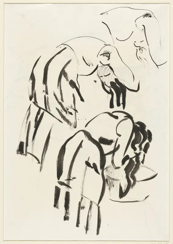 Schetsen van een vrouw die haar haar wast Wall Art by Rik Wouters - High-Resolution Digital Print