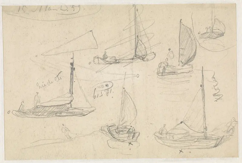 Schetsen van een zeilbootje Wall Art by Cornelis van der Griendt - High-Resolution Digital Print