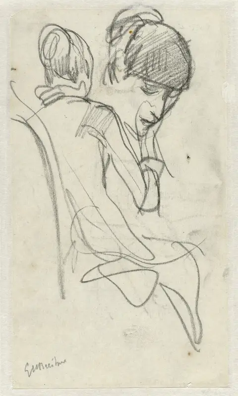 Schetsen van een zittende vrouw en het hoofd van een vrouw Wall Art by George Hendrik Breitner - High-Resolution Digital Print