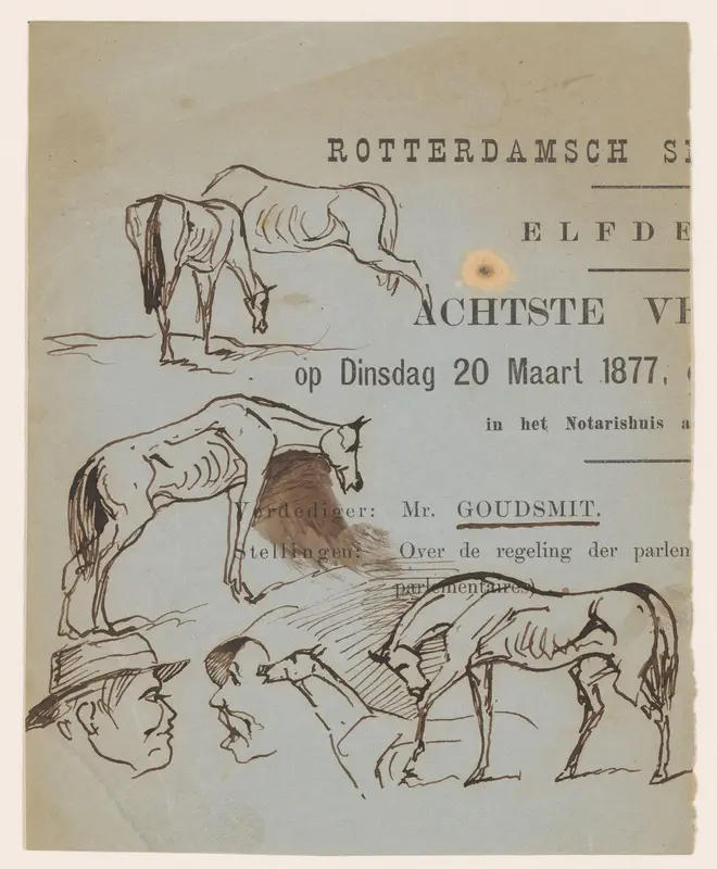 Schetsen van paarden en koppen Wall Art by Johannes Tavenraat - High-Resolution Digital Print