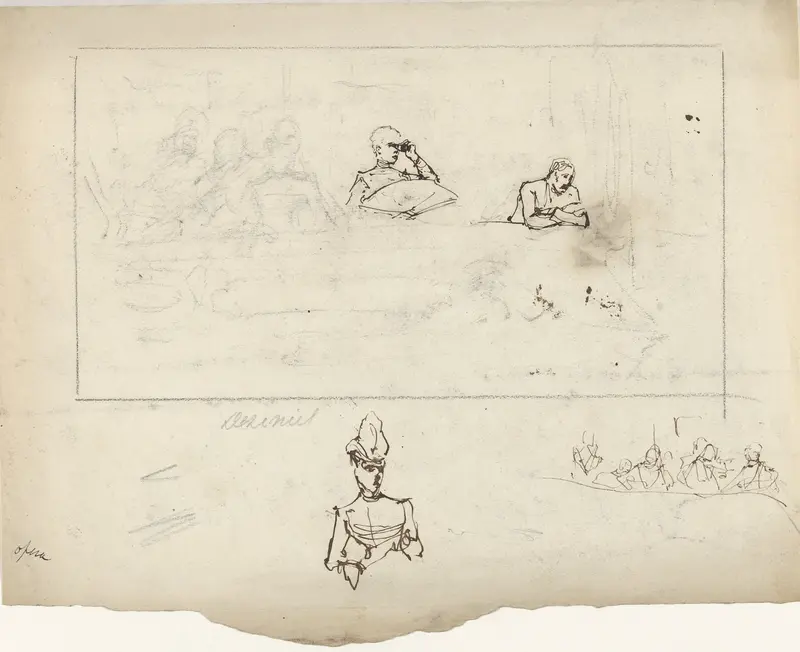 Schetsen van toeschouwers in de schouwburg Wall Art by Marius Bauer - High-Resolution Digital Print