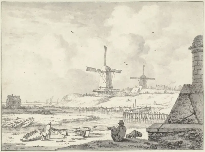 Schetsende tekenaar op de Hoogendijk, buiten de Haarlemmer Poort Wall Art by Jan Hulswit - High-Resolution Digital Print