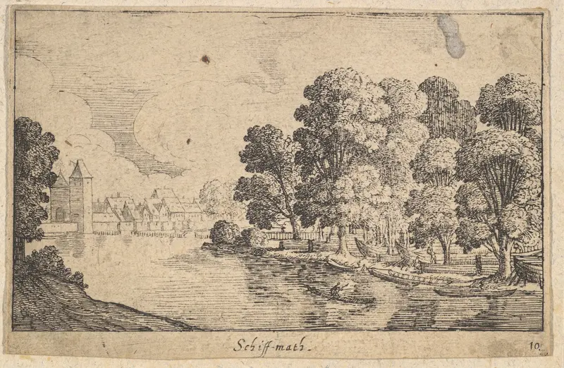 Schiff-math (Boat Yard), from "Small Views" Wall Art by Wenceslaus Hollar - High-Resolution Digital Print