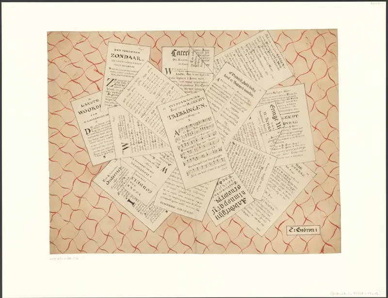 Schijnbedrieger met bladmuziek en ander drukwerk Wall Art by E. Godron - High-Resolution Digital Print
