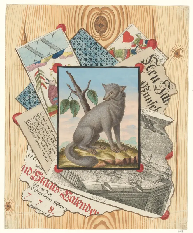 Schijnbedrieger met tekening van een vosachtige, mogelijk een blauwe vos Wall Art by anonymous - High-Resolution Digital Print