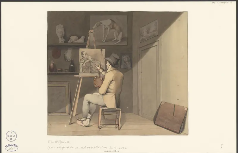 Schilder in zijn atelier Wall Art by Teunis Christoffel Beynink - High-Resolution Digital Print