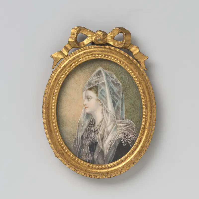 Schilderij met voorstelling van een vrouw met opgeheven rechterarm Wall Art by anonymous - High-Resolution Digital Print