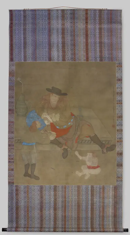 Schildering van drie westerlingen Wall Art by Zhang Rulin - High-Resolution Digital Print