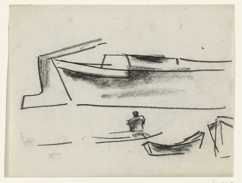 Schip en een roeiboot Wall Art by Leo Gestel - High-Resolution Digital Print