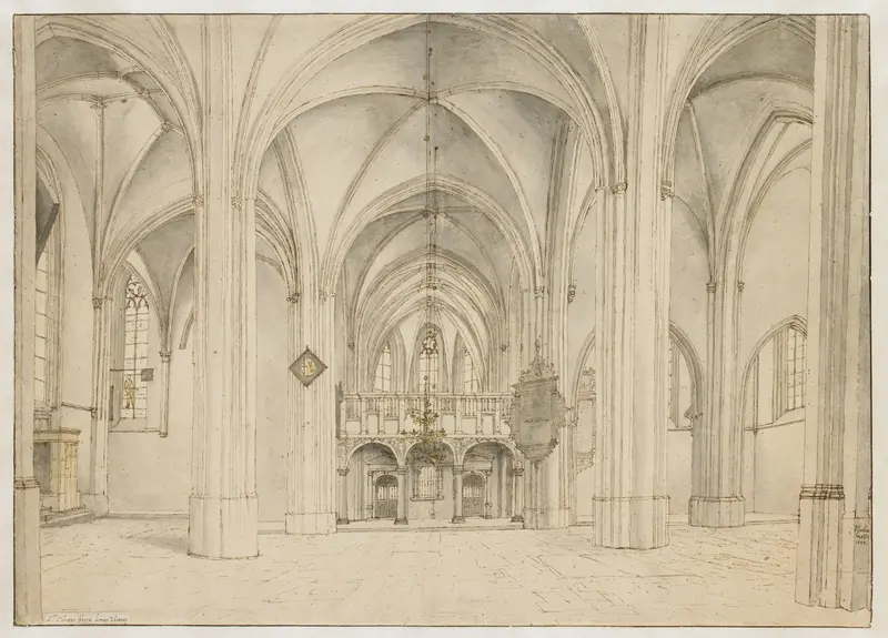 Schip en koor van de Sint-Cunerakerk te Rhenen, van west naar oost Wall Art by Pieter Jansz Saenredam - High-Resolution Digital Print