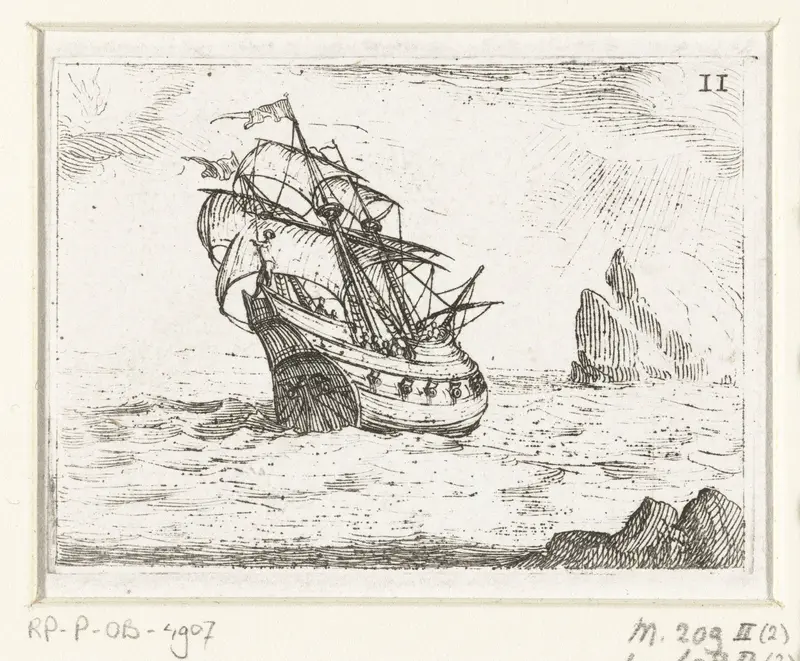 Schip in een storm Wall Art by François Langlois - High-Resolution Digital Print