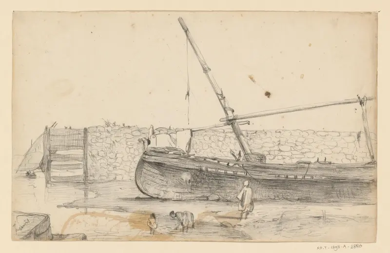 Schip op drooggevallen oever Wall Art by Willem Anthonie van Deventer - High-Resolution Digital Print