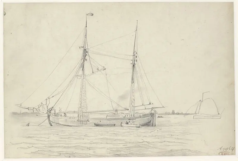 Schip op het water Wall Art by Willem Anthonie van Deventer - High-Resolution Digital Print