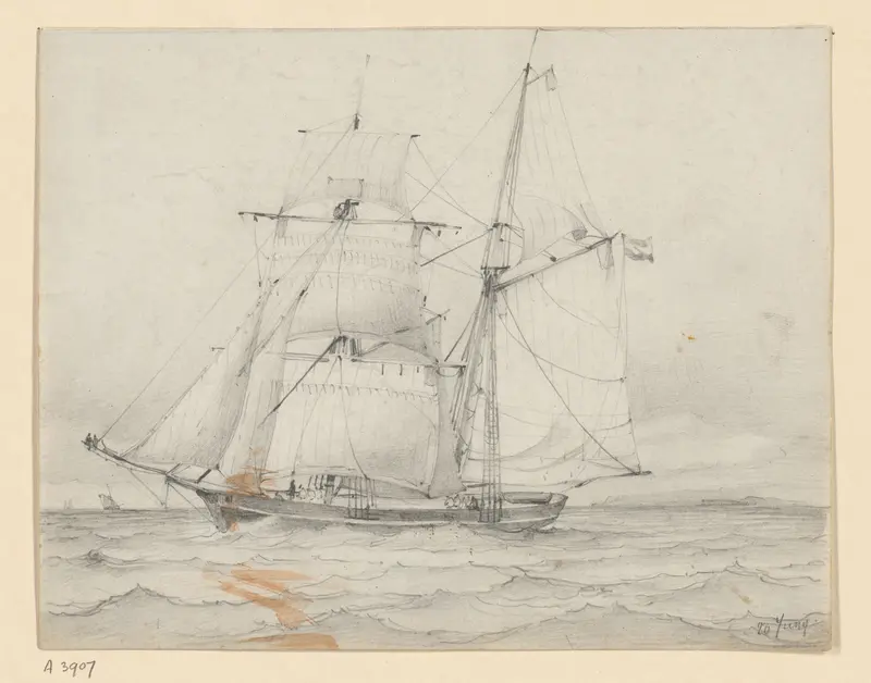 Schip op zee Wall Art by Willem Anthonie van Deventer - High-Resolution Digital Print