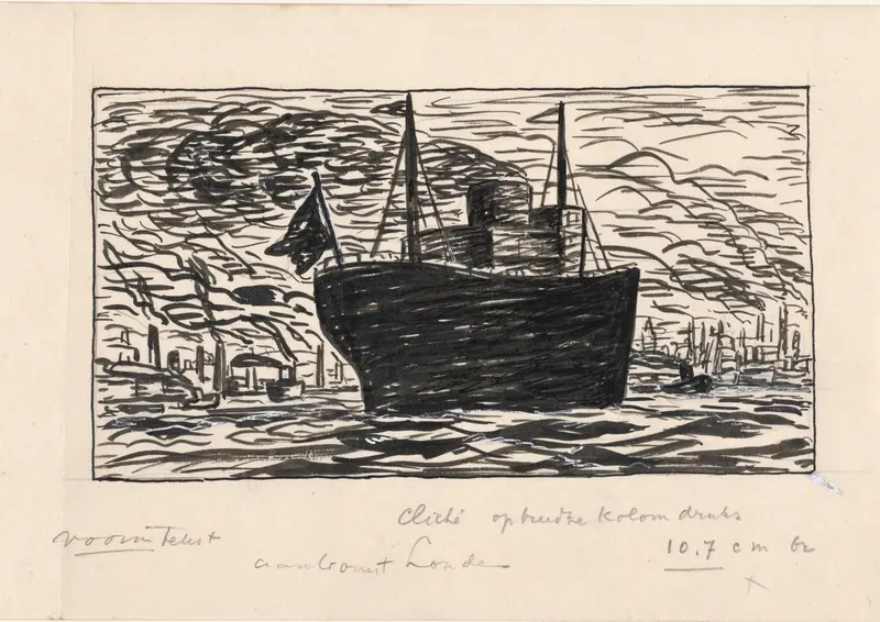 Schip vaart de haven van Londen binnen Wall Art by Leo Gestel - High-Resolution Digital Print