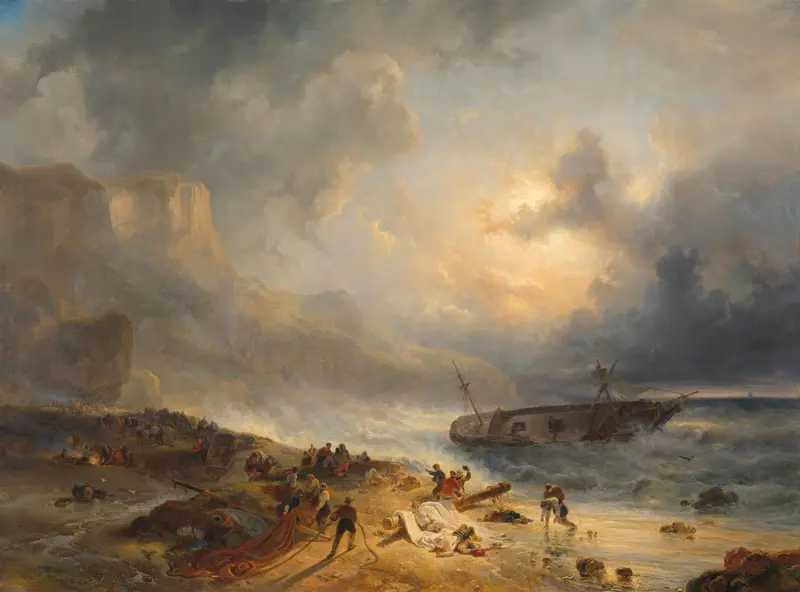 Schipbreuk op een rotsachtige kust Wall Art by Wijnand Nuijen - High-Resolution Digital Print