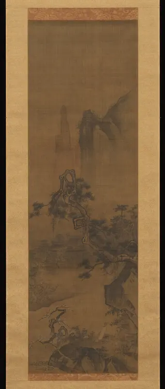 Scholar admiring plum blossoms