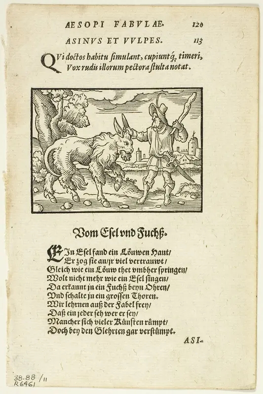Schöne Figuren vor alle Fabeln Esopi (Aesop's Fables), plate eleven from Woodcuts from Books of the XVI Century Wall Art by Virgilius Solis, the Elder - High-Resolution Digital Print