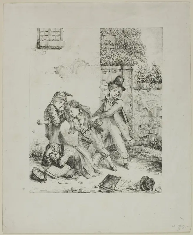Schoolboys Fighting Wall Art by Auguste Bry - High-Resolution Digital Print