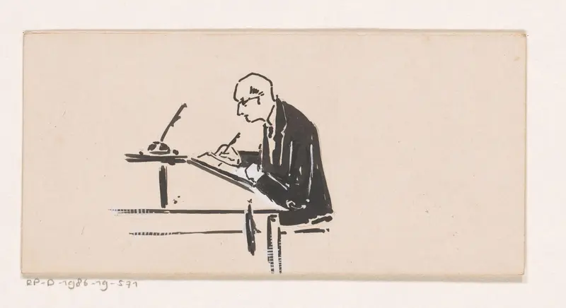 Schrijvende man aan een lessenaar Wall Art by Reinier Willem Petrus de Vries (1874-1953) - High-Resolution Digital Print
