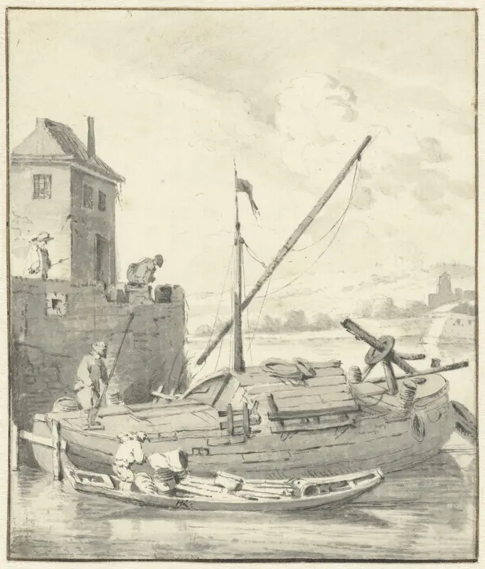Schuit bij een stadsmuur Wall Art by Hendrik Rietschoof - High-Resolution Digital Print