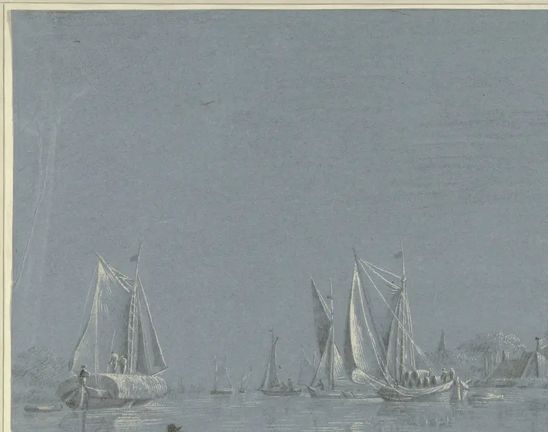 Schuiten op het water, op de voorgrond een roeibootje Wall Art by anonymous - High-Resolution Digital Print