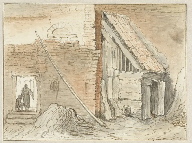 Schuur gebouwd in de hoek van een muur Wall Art by Hendrik Chalon - High-Resolution Digital Print