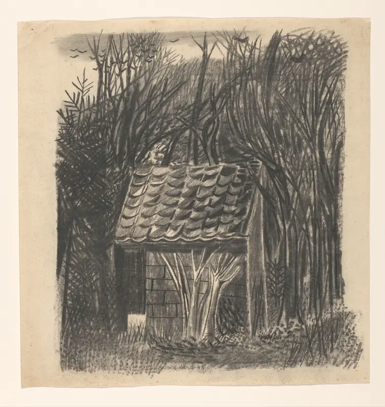 Schuur tussen lage bomen in Laren Wall Art by Unknown - High-Resolution Digital Print