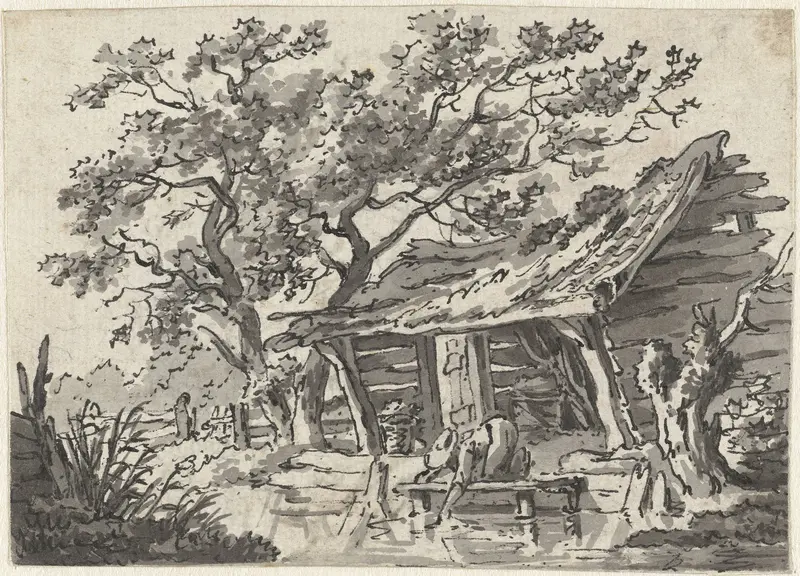 Schuurtje aan het water Wall Art by François Joseph Pfeiffer (II) - High-Resolution Digital Print