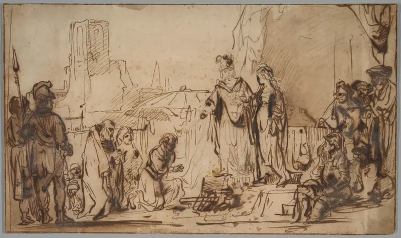 Scipio Returning the Spanish Bride to Her Family Wall Art by Follower of Rembrandt van Rijn - High-Resolution Digital Print