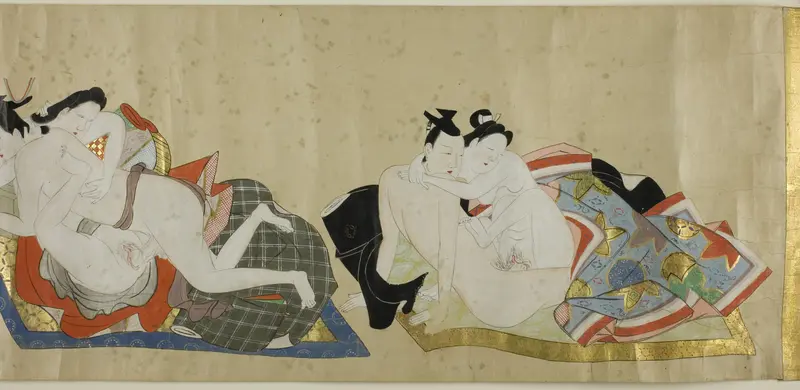 Scroll with twelve erotic scenes Wall Art by Hishikawa School - High-Resolution Digital Print