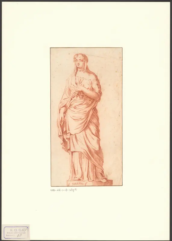 Sculptuur van een vrouwelijk figuur in een klassiek gewaad Wall Art by Unknown - High-Resolution Digital Print