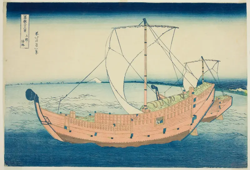 Sea Lane off Kazusa Province (Kazusa no kairo), from the series "Thirty-Six Views of Mount Fuji (Fugaku sanjurokkei)"
