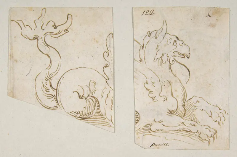 Sea Monster (in two fragments) Wall Art by Bernardino Poccetti - High-Resolution Digital Print