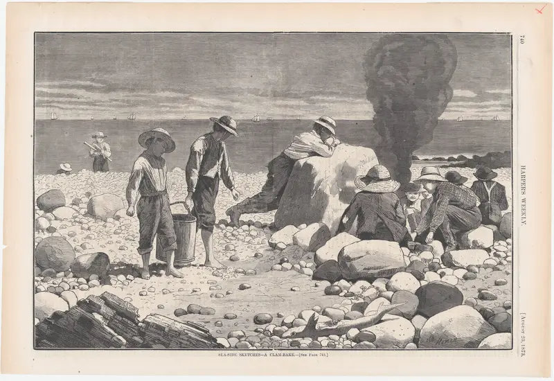 Sea-side Sketches – A Clam Bake (from "Harper's Weekly," Vol. XVII) Wall Art by Winslow Homer - High-Resolution Digital Print