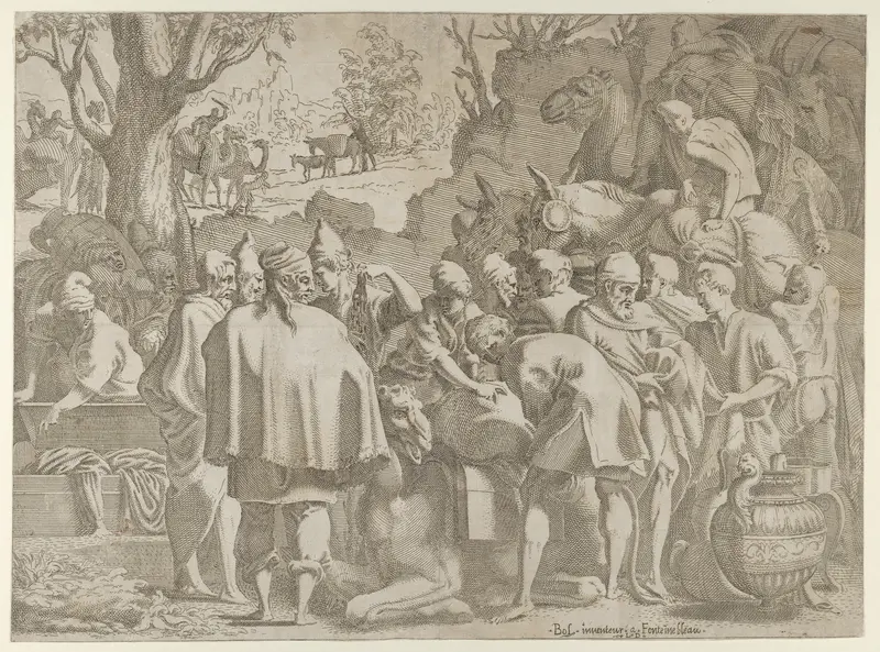 Search through the baggage of Joseph's brothers Wall Art by Léon Davent - High-Resolution Digital Print