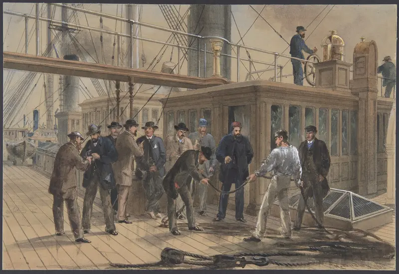 Searching for the Fault after Hauling Back the Cable from the Bottom of the Atlantic, July 31st, 1865 Wall Art by Robert Charles Dudley - High-Resolution Digital Print