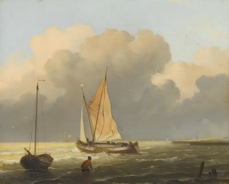 Seas off the Coast, with Spritsail Barge Wall Art by Ludolf Bakhuysen - High-Resolution Digital Print
