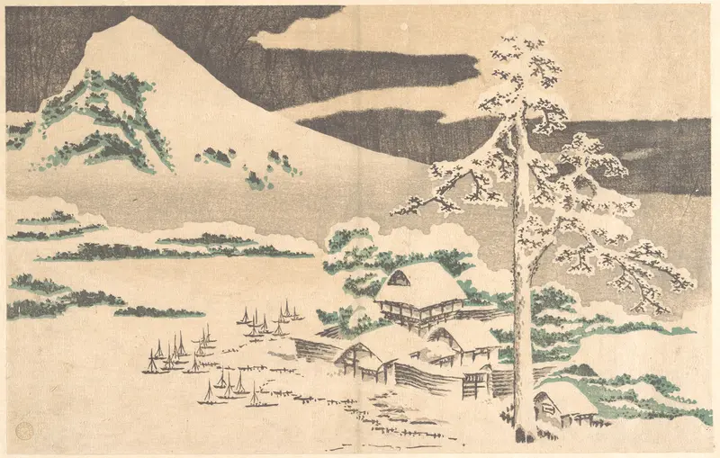 Seaside Village in Winter, from Hokusai’s Album of Realistic Pictures (Hokusai shashin gafu) Wall Art by Katsushika Hokusai - High-Resolution Digital Print