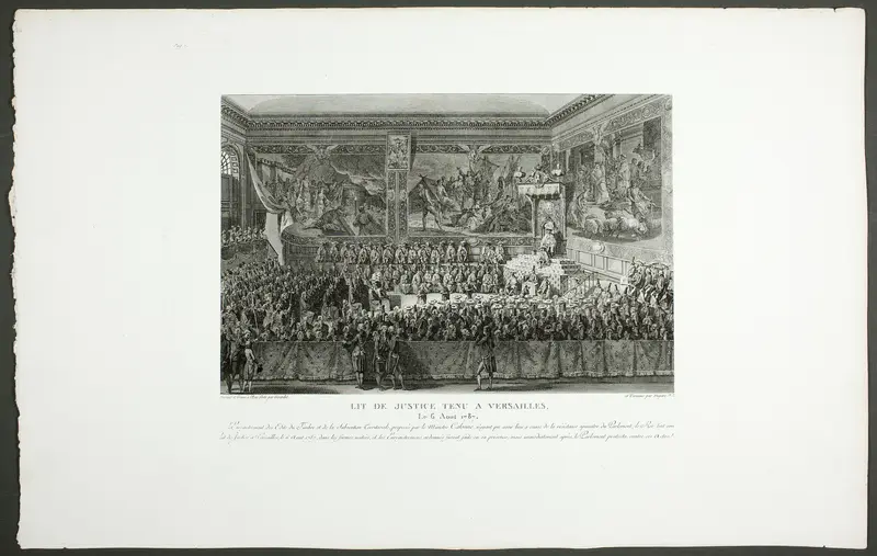Seat of Justice Held at Versailles (Lit de Justice tenu à Versailles), from the series Tableaux historiques de la révolution française Wall Art by Abraham Girardet - High-Resolution Digital Print