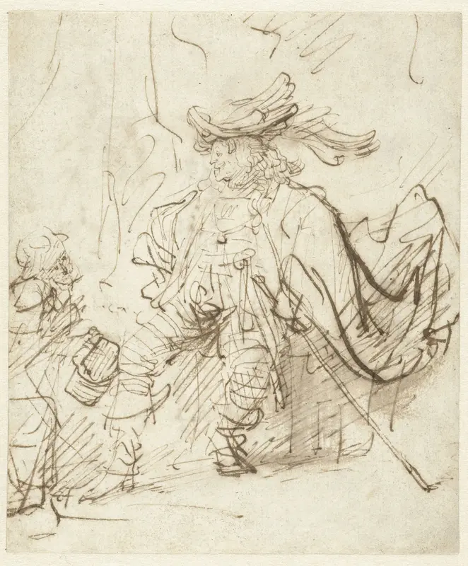 Seated Actor in the Role of Capitano Wall Art by Rembrandt van Rijn - High-Resolution Digital Print