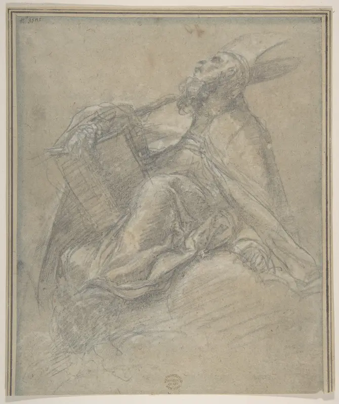 Seated Bishop Holding a Book Wall Art by Jacopo Palma the Younger - High-Resolution Digital Print