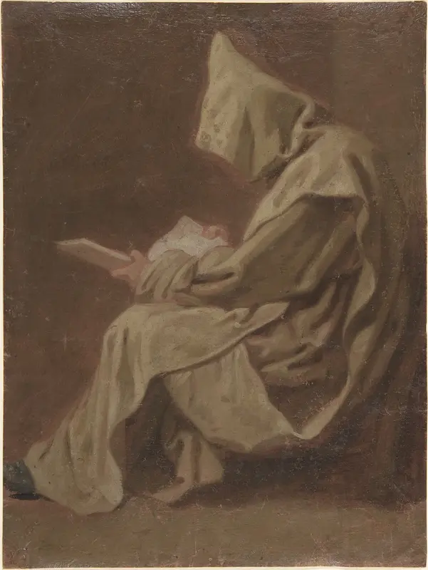 Seated Carthusian Holding an Open Book Wall Art by Jean Restout le jeune - High-Resolution Digital Print