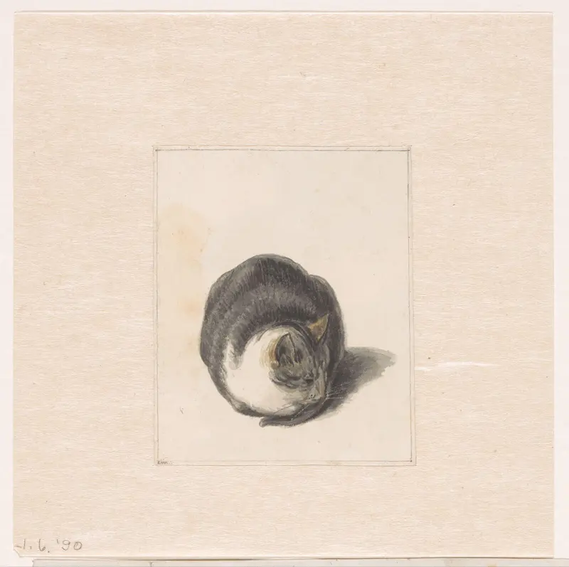 Seated Cat, Seen from the Front Wall Art by Pieter Bartholomeusz. Barbiers - High-Resolution Digital Print