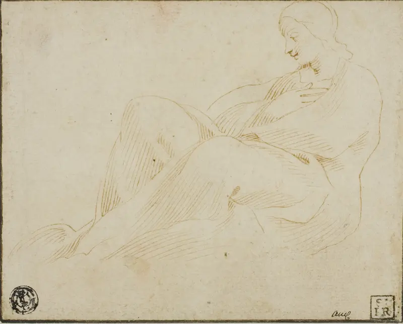 Seated Draped Woman in Profile Wall Art by Lodovico Carracci - High-Resolution Digital Print