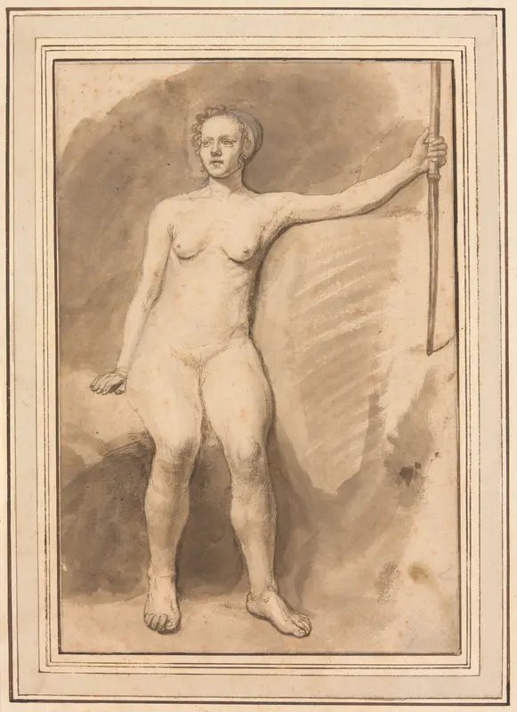 Seated Female Nude Wall Art by Samuel van Hoogstraten - High-Resolution Digital Print