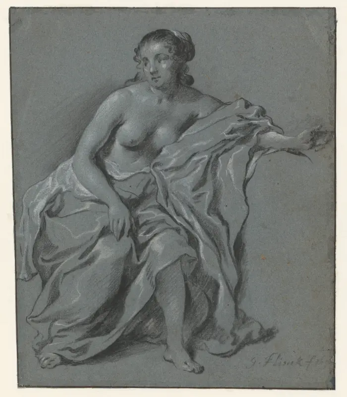 Seated Female Nude Wall Art by Govert Flinck - High-Resolution Digital Print