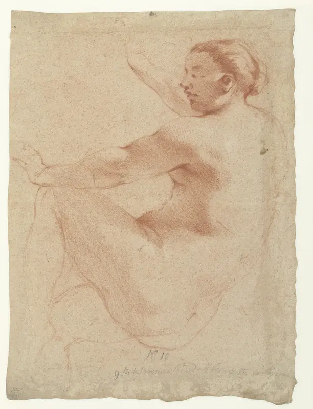 Seated Female Nude Wall Art by Augustinus Terwesten (I) - High-Resolution Digital Print