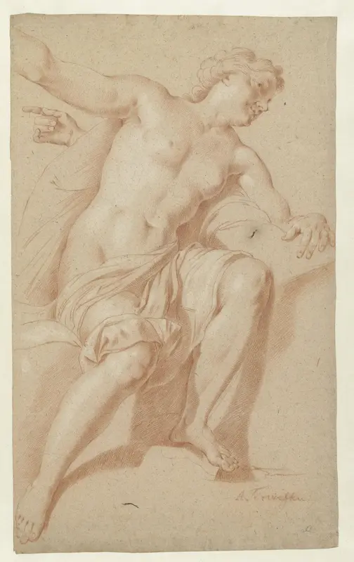 Seated Female Nude Wall Art by Mattheus Terwesten - High-Resolution Digital Print