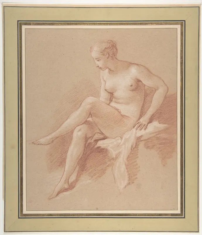 Seated female nude Wall Art by François Boucher - High-Resolution Digital Print